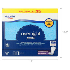 Women’S Ultimate-Regular Incontinence Pads, Overnight (52 Count)