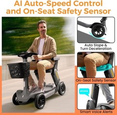 PAISEEC 4 Wheel Folding Mobility Scooter Electric Power Wheelchairs Long Range