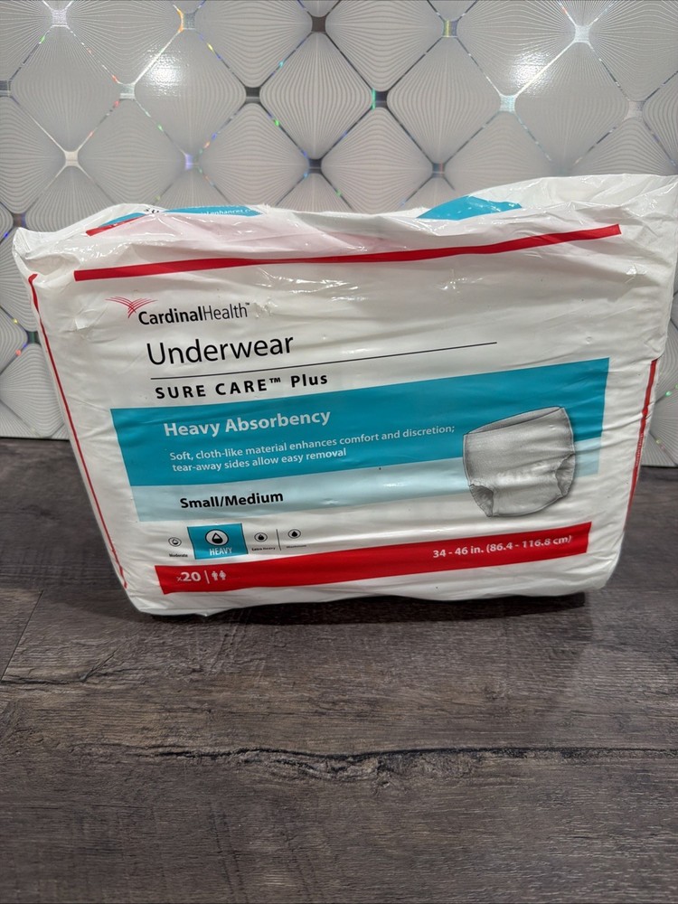 Cardinal Health Underwear 20 count SURE CARE Plus Heavy Absorbency S/M (34″-46″)