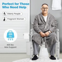 Elevated Toilet Seat Riser w/ Handles 400 lb Support Adjustable Width & Height