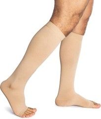 SOLiMO Open Toe Compression Socks Sheer Knee High 1 Pair BEIGE 15-20 size L