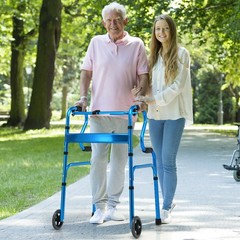 Heavy-Duty Folding 3 in 1 Stand-Assist Walker Aluminum Alloy W/ Wheel Blue