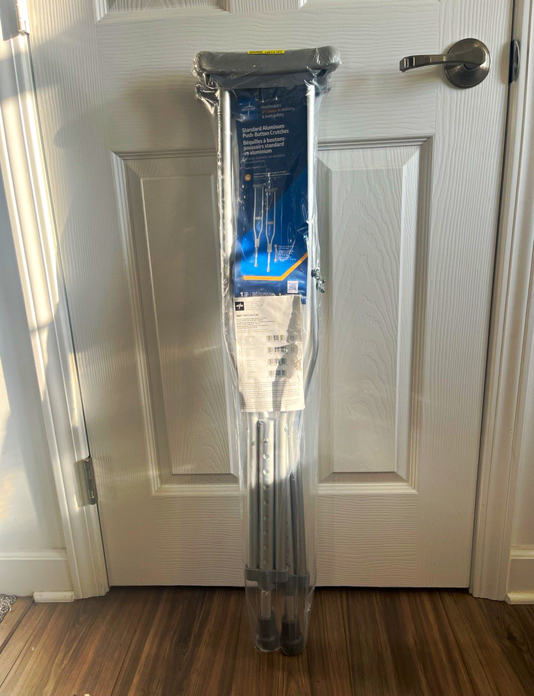 Medline Teen Standard Underarm Crutches Push-Button Adjustable 300 lb MDSV80536
