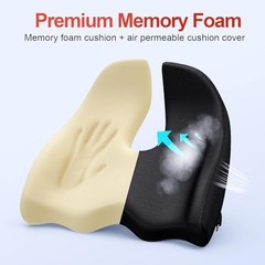 X Large Memory Seat Cushion for Office Chair Ergonomic 19″ x 17″ x 6″ Black