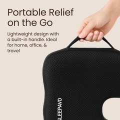 Portable Memory Foam Coccyx Cushion for Sciatica and Back Pain Relief – 275 lbs