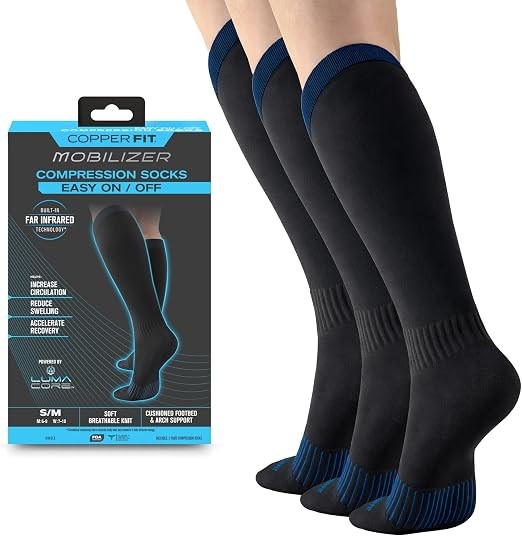 Copper Fit Mobilizer Easy On Off Socks 20mmHg Large X 3 Pack Circulation Relief