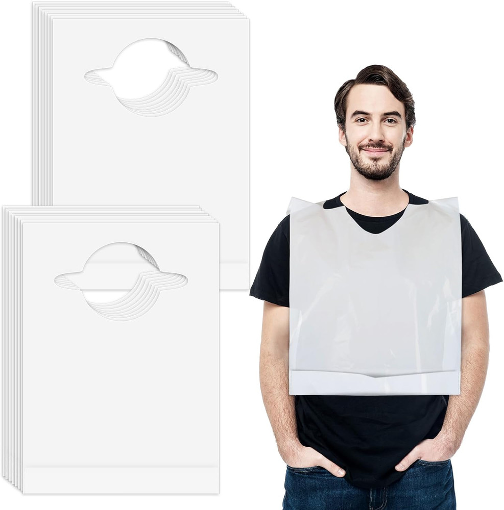 50/200 Pack Adult Bibs for Men, Disposable Bibs for Adult Waterproof & Oil-Proof