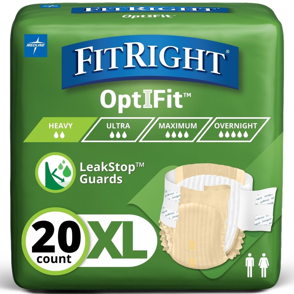 Adult Diapers, Extra+ Heavy Absorbency, XL (Waist Size 56in-64in), 20 Count, …