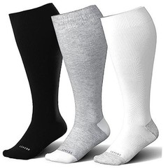 Wide Calf Compression Socks for Women&Men Plus X-Large 3 Pair-black/White/Grey