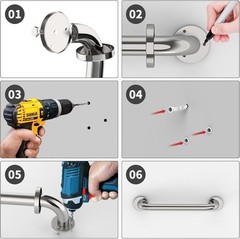 Versatile 12 Inch Grab Bar for Bathroom & Kitchen, Self-Adhesive Hook Included