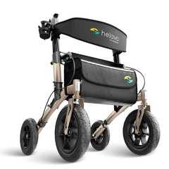 Helavo All-Terrain Rollator Walker With Seat, Foldable, Pneumatic Tires