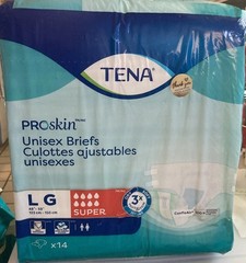 Tena ProSkin Unisex Diapers (Briefs), Super 3X Absorbency, 14 Count Size LG Sup