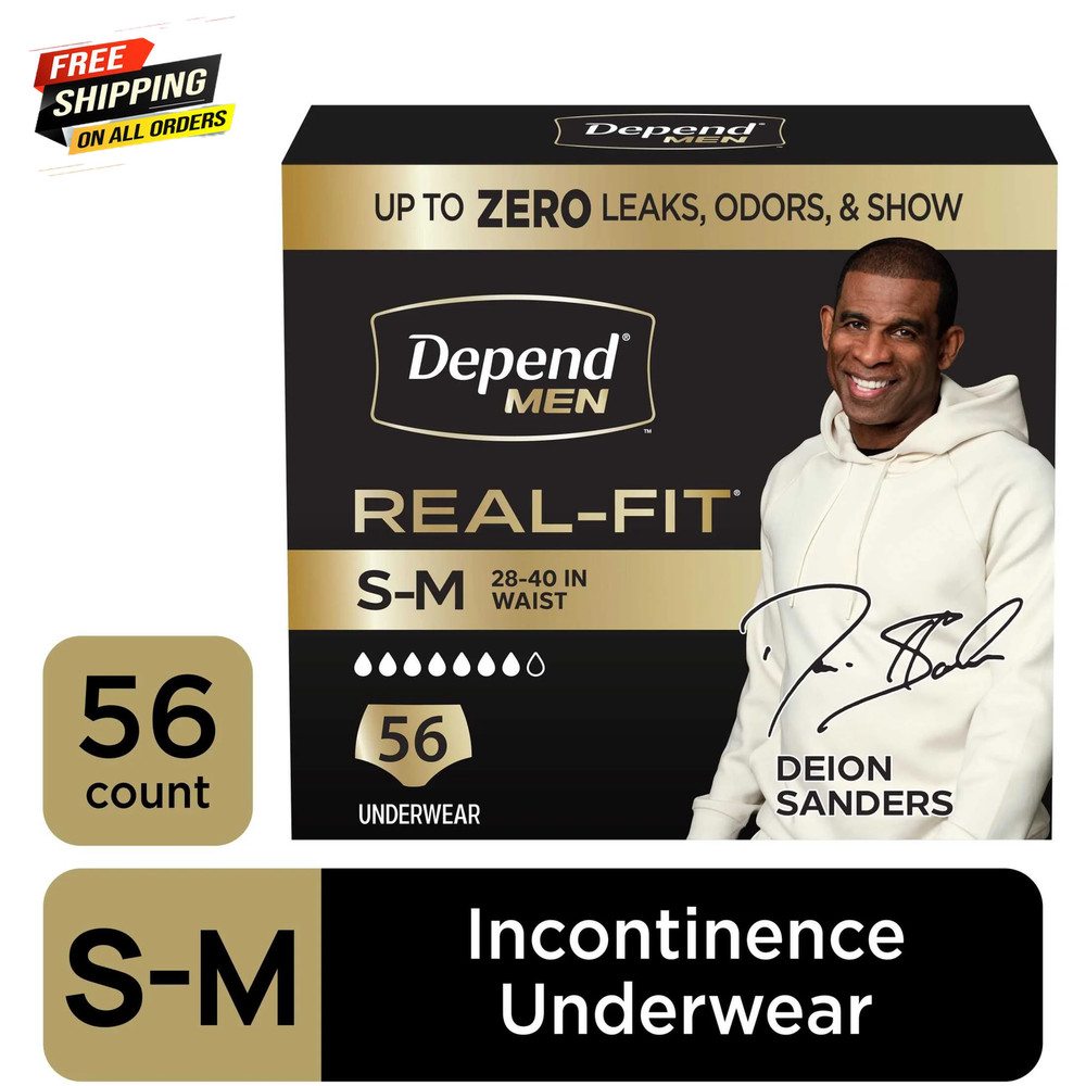 Real Fit Incontinence Underwear for Men, Adult Diapers, S/M, Grey, 56 Count👌 ✅