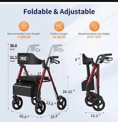 Rollator Walker 350lb,8″Wheels, Foldable Lightweight LOCAL sale CA.