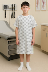 Petite Hospital Patient Gowns White Medical Exam Gown Back Tie Closures One Size