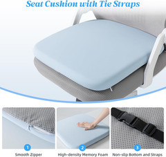 Office Chair Cushion with Straps, Memory Foam Seat Cushion with Removable Cover,