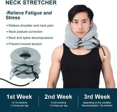 Cervical Traction Device, Adjustable Three Tube Inflatable Neck Stretcher, Neck