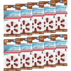 Powermax Size 312 Hearing Aid Batteries, 60 Count Long-Lasting Battery Pack, …