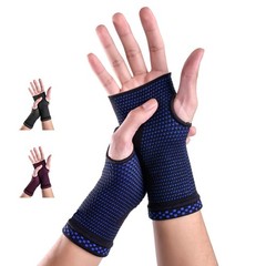 ABYON Wrist Compression Sleeves (Pair) for Carpal Tunnel and Pain Small, Blue