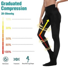 Compression Thigh High Stockings Men and Women 20-30 mmHg Beige Black Large