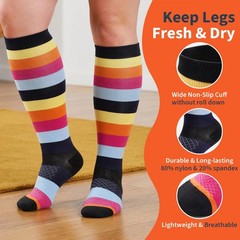 4 Pairs Plus Size Compression Socks for Women & 4X-Large, A2 Assort 4