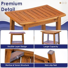 Teak Shower Bench, 20″ Solid Wood Shower Stool Waterproof Shower Rectangular