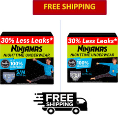 Ninjamas Boys Bedwetting Nighttime Underwear Boys Ultra Absorbent Hypoallergenic