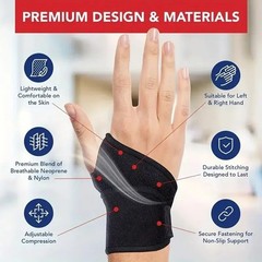 Adjustable Wrist Support Brace Strap Fits Left and Right Hand Black