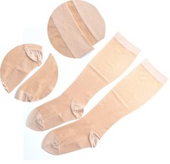 Sheer Compression Socks 15-20 mmHg Support Stockings Hose (Nude, L/XL)