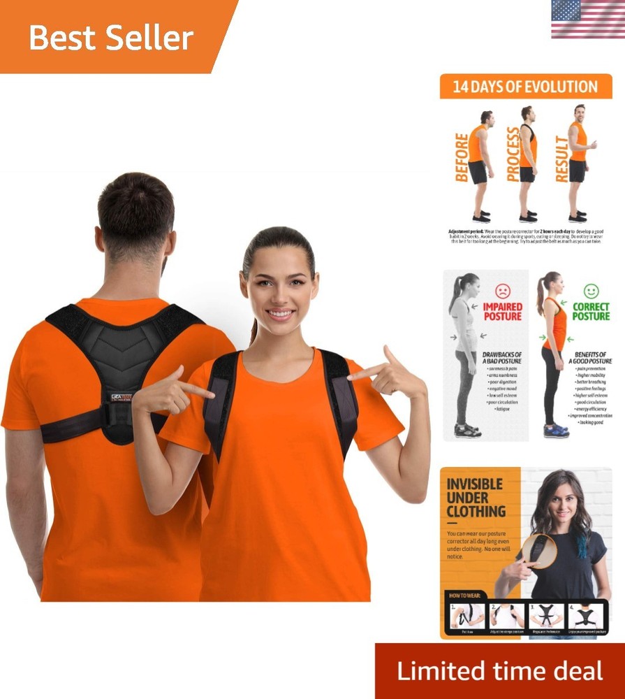 Comfortable Posture Corrector for Men & Women – Adjustable Upper Back Brace