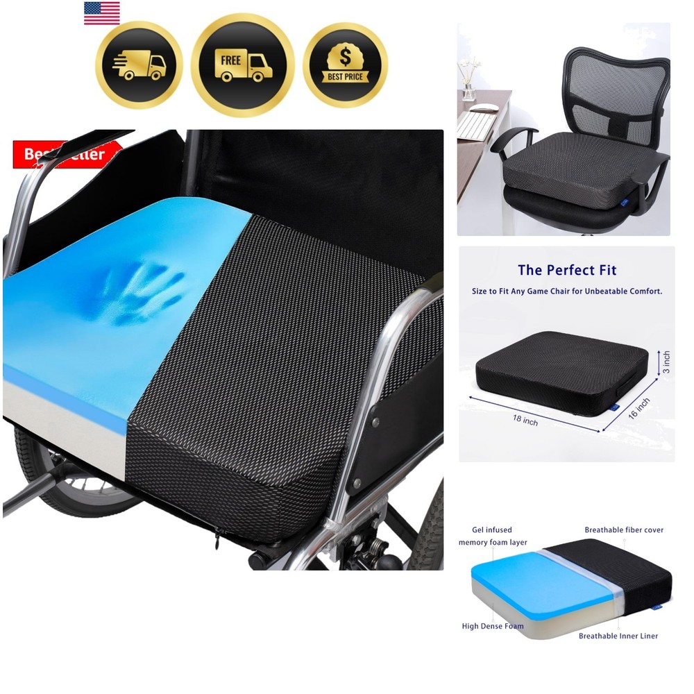 Ifoam Gel Infused Memory Foam Layer Wheelchair Cushion – Seat Cushion for Whe…