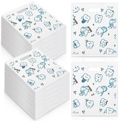 50/300 Pcs Tooth Merchandise Bags with Handles Plastic Dental Bags for Patients