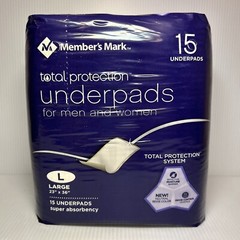 Member’s Mark Total Protection UNDERPADS – 15 Count, Large L 23″ x 36″ ~ NEW