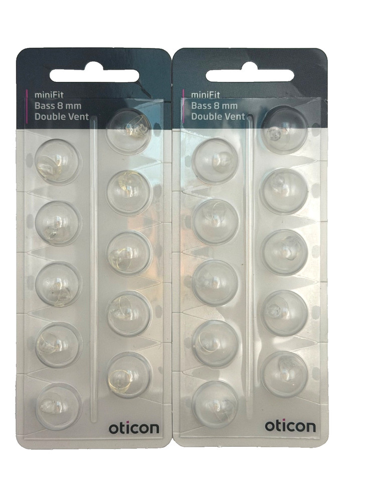 Oticon – MiniFit Bass 8mm Double Vent Domes | Genuine Product | 2 Pk