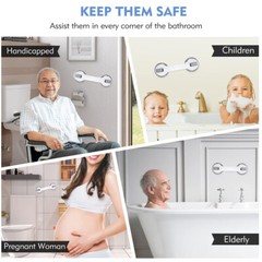 12inch Shower Handle Strong Hold Suction Cup Grab Bars Safety Hand Rai Bathroom