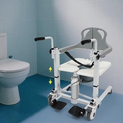 Elderly Transport Wheelchair Adjustable Lift Nursing Chair w/ Toilet Bucket