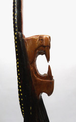 43″ Hand Carved Painted Wood Walking Stick Cane Warrior Wood Bearded Snake Man