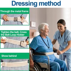 Aliseniors Transfer and Gait Belt with Metal Buckle – 60 Inch, Standing Beige