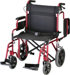 NOVA Bariatric Transport Chair, 400lbs Cap, 22″ Seat, 12” Rear Whl, OPENBOX RED