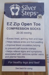 Silver Steps EZ Zip Zipper Open Toe Compression Socks 20-30 mmHg Medium Beige