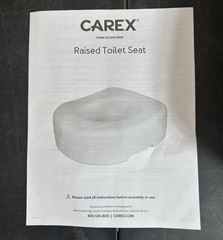 Carex Raised Toilet Seat 5.5in White 300 Lb Max Lightweight Portable Non Slip