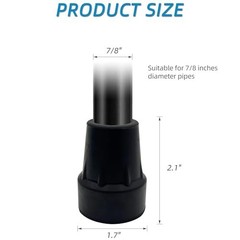 Cane Tips 7/8 Inch Black Natural Rubber Metal Reinforced Pack of 2 Replacement