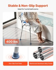 Heavy-Duty Sliding Shower Bench: 400lb, Swivel Seat, 15-Level Height Adjustment