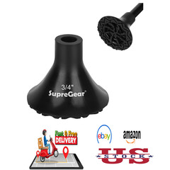 Supregear Cane Tip Replacement Rubber Heavy Duty All Terrain 3/4 Inch Black