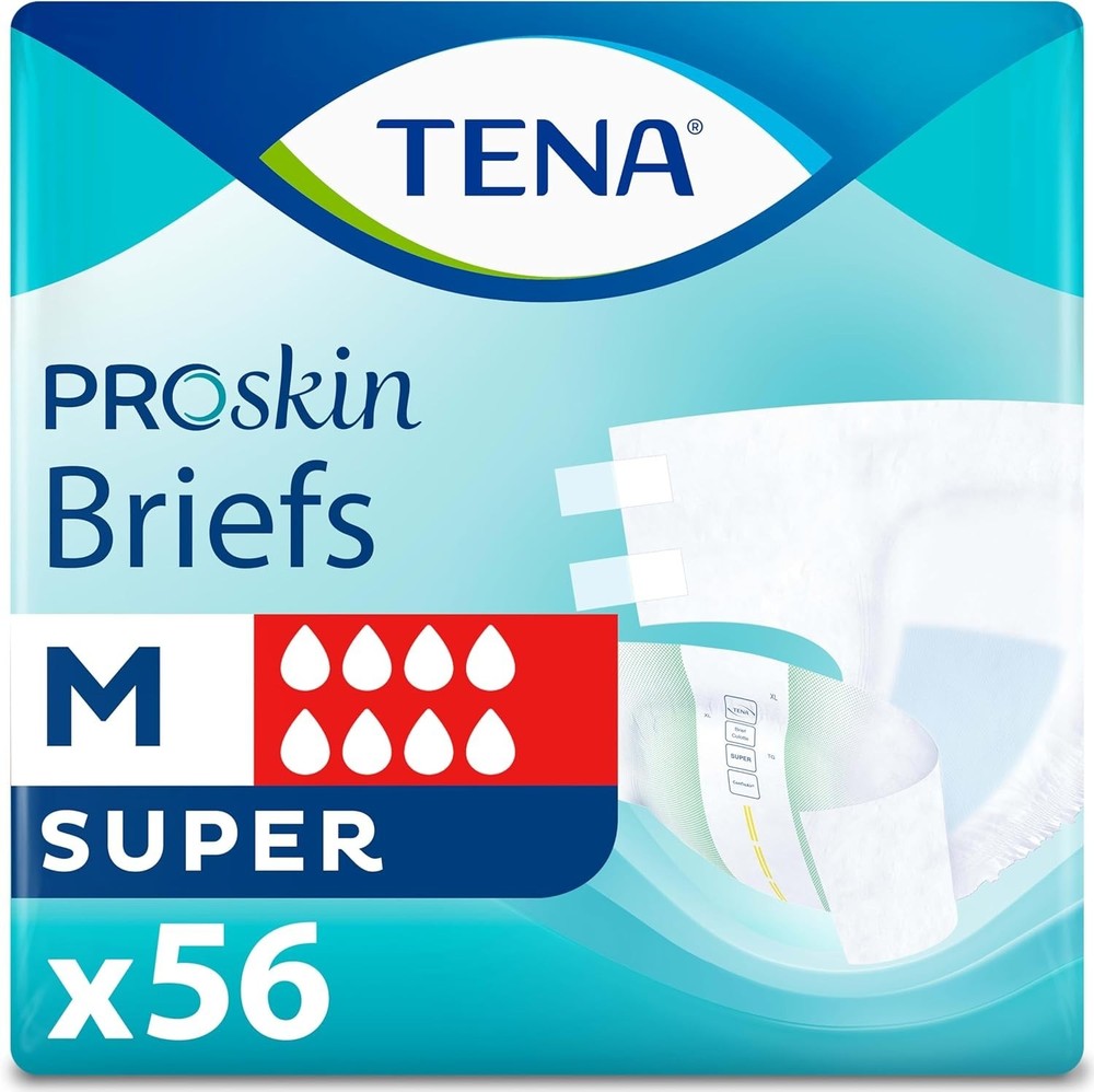 TENA ProSkin Unisex Super Briefs – Adult – Super Absorbency, Medium, 56 Count