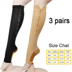 20-30mmgh Compression Socks Vital Flight Zipper Design Closure Open Toe Stocking