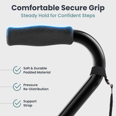 Quad Cane Adjustable Walking Cane for Seniors Support Stability with Large Base