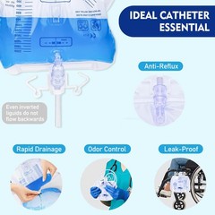 2000mL Catheter Bags for Men, 3-Pack Professional Urinary Drainage Bags with …