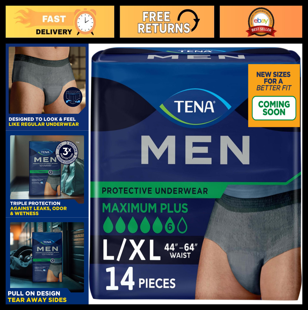 Maximum Plus Disposable Men’s Underwear, Large/X-Large, Tear-Away Seams, 14 Ct
