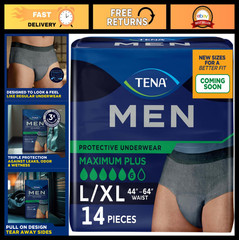 Maximum Plus Disposable Men’s Underwear, Large/X-Large, Tear-Away Seams, 14 Ct